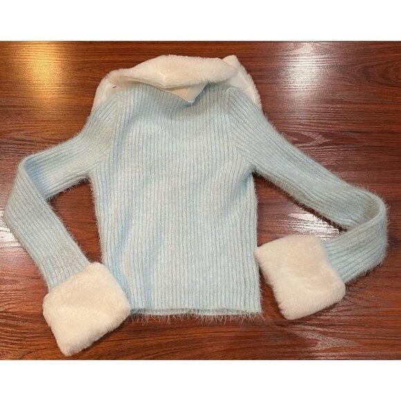 FOREVER 21 SWEATER CARDIGAN BABY BLUE SIZE MEDIUM - Picture 2 of 7